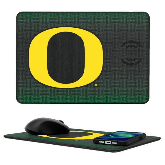 Oregon Ducks Linen 15-Watt Wireless Charger and Mouse Pad-0