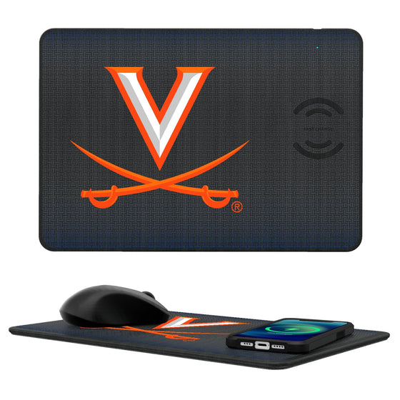 Virginia Cavaliers Linen 15-Watt Wireless Charger and Mouse Pad-0