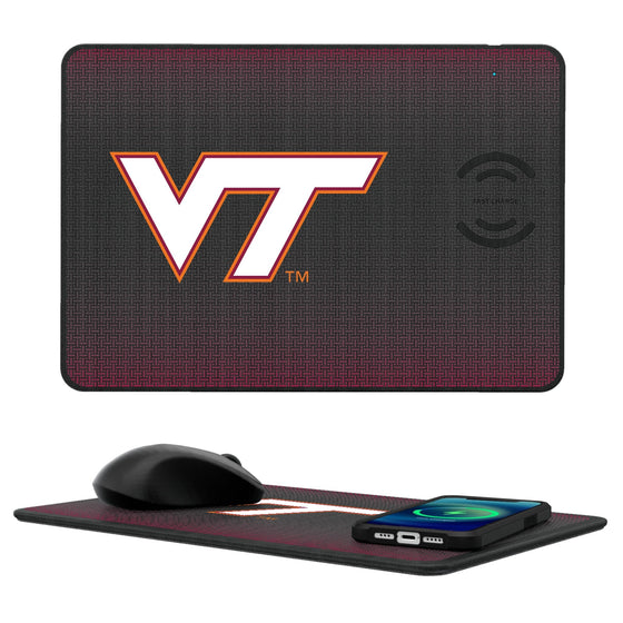 Virginia Tech Hokies Linen 15-Watt Wireless Charger and Mouse Pad-0