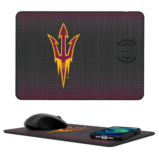 Arizona State Sun Devils Linen 15-Watt Wireless Charger and Mouse Pad-0