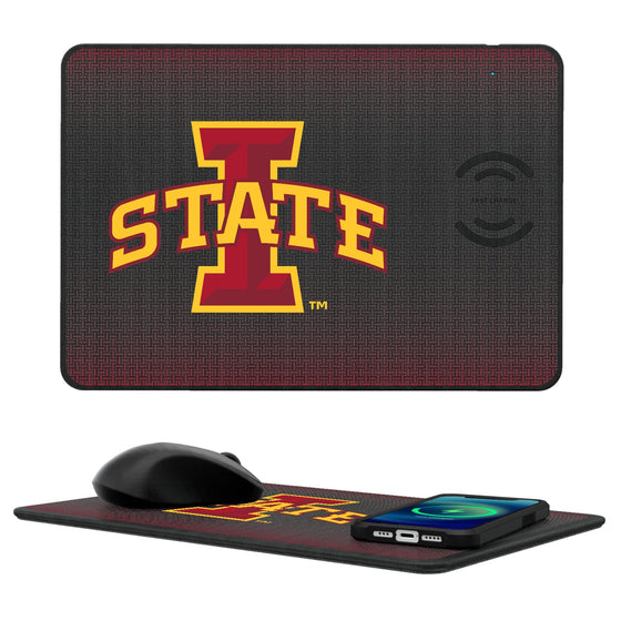 Iowa State Cyclones Linen 15-Watt Wireless Charger and Mouse Pad-0