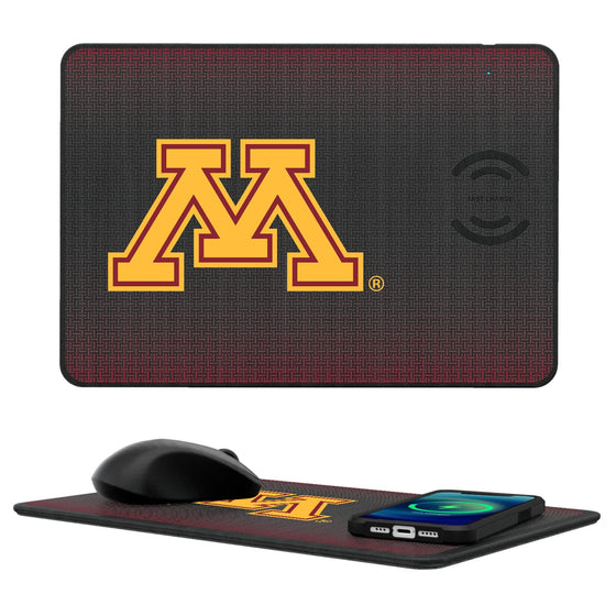 Minnesota Golden Gophers Linen 15-Watt Wireless Charger and Mouse Pad-0