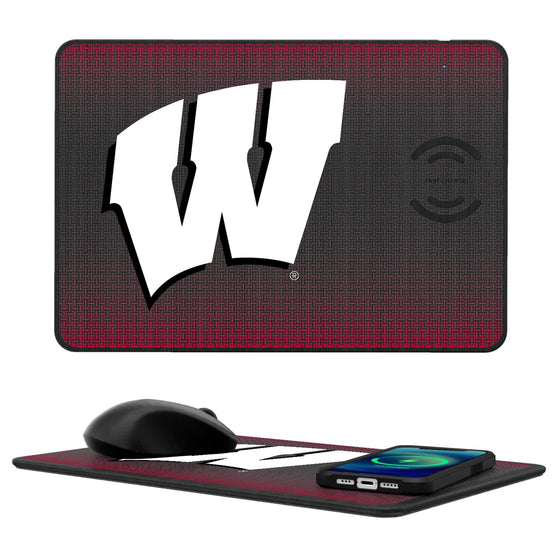 Wisconsin Badgers Linen 15-Watt Wireless Charger and Mouse Pad-0