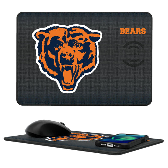 Chicago Bears 1946 Historic Collection Linen 15-Watt Wireless Charger and Mouse Pad-0