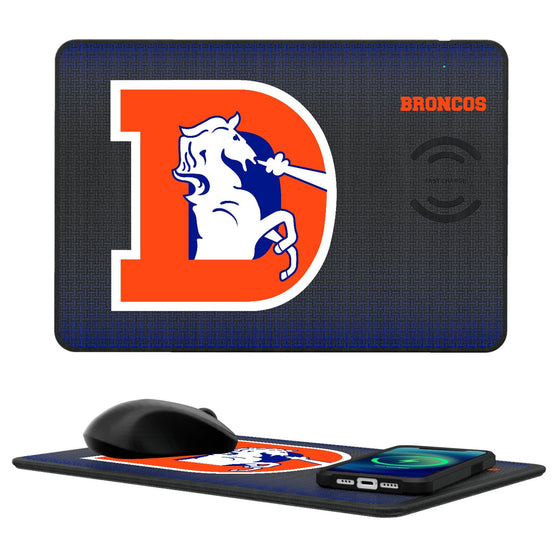 Denver Broncos 1993-1996 Historic Collection Linen 15-Watt Wireless Charger and Mouse Pad-0