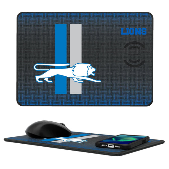 Detroit Lions Retro Linen 15-Watt Wireless Charger and Mouse Pad-0