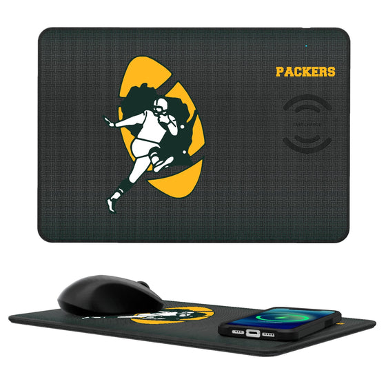 Green Bay Packers Historic Collection Linen 15-Watt Wireless Charger and Mouse Pad-0