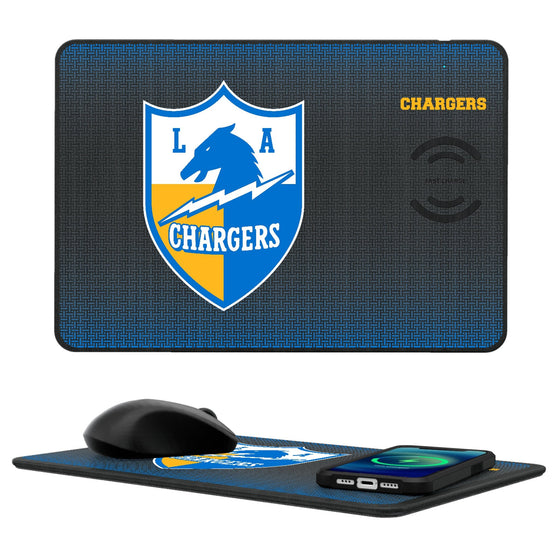 Los Angeles Chargers Historic Collection Linen 15-Watt Wireless Charger and Mouse Pad-0