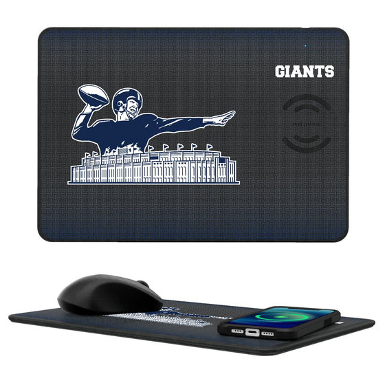 New York Giants 1960-1966 Historic Collection Linen 15-Watt Wireless Charger and Mouse Pad-0