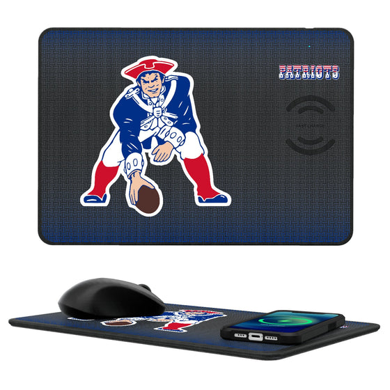 New England Patriots Historic Collection Linen 15-Watt Wireless Charger and Mouse Pad-0