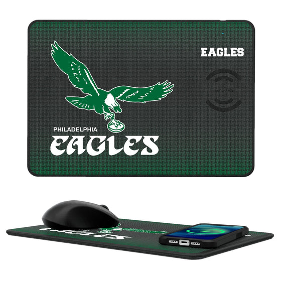 Philadelphia Eagles 1973-1995 Historic Collection Linen 15-Watt Wireless Charger and Mouse Pad-0