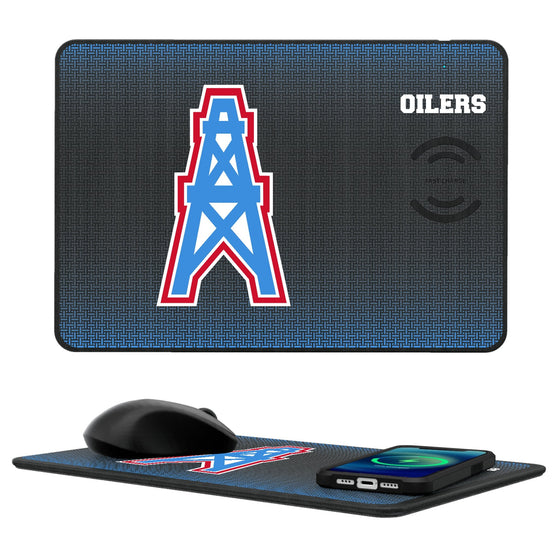 Houston Oilers Historic Collection Linen 15-Watt Wireless Charger and Mouse Pad-0