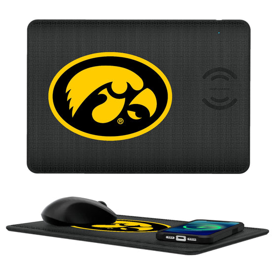 Iowa Hawkeyes Linen 15-Watt Wireless Charger and Mouse Pad-0
