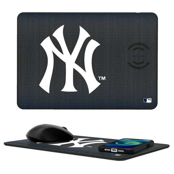 New York Yankees Linen 15-Watt Wireless Charger and Mouse Pad-0