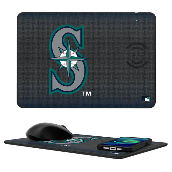 Seattle Mariners Linen 15-Watt Wireless Charger and Mouse Pad-0