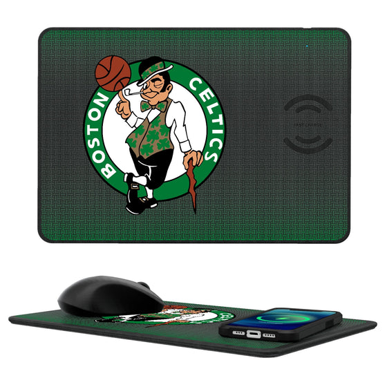 Boston Celtics Linen 15-Watt Wireless Charger and Mouse Pad-0