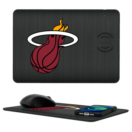 Miami Heat Linen 15-Watt Wireless Charger and Mouse Pad-0