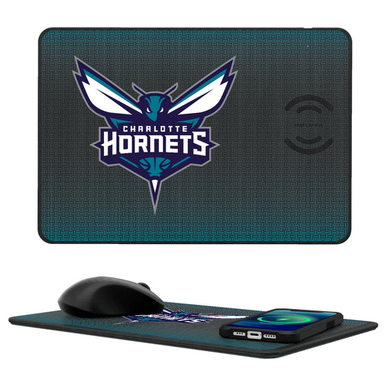 Charlotte Hornets Linen 15-Watt Wireless Charger and Mouse Pad-0