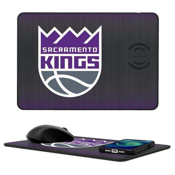 Sacramento Kings Linen 15-Watt Wireless Charger and Mouse Pad-0