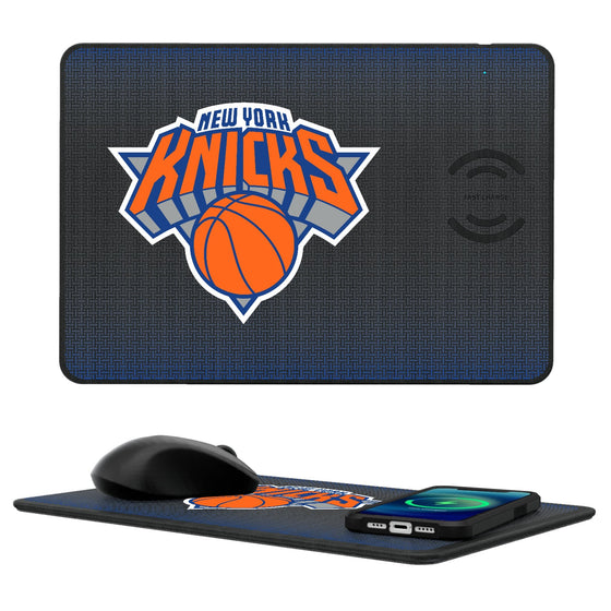 New York Knicks Linen 15-Watt Wireless Charger and Mouse Pad-0