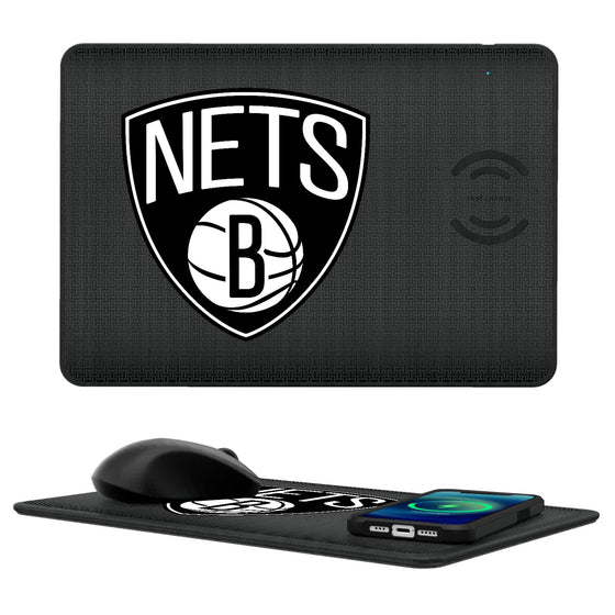 Brooklyn Nets Linen 15-Watt Wireless Charger and Mouse Pad-0