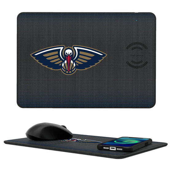 New Orleans Pelicans Linen 15-Watt Wireless Charger and Mouse Pad-0