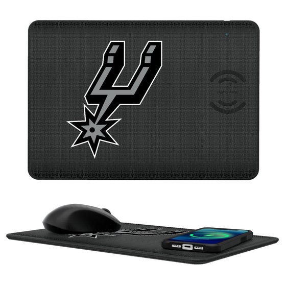 San Antonio Spurs Linen 15-Watt Wireless Charger and Mouse Pad-0