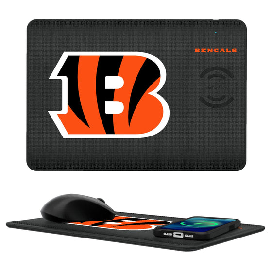 Cincinnati Bengals Linen 15-Watt Wireless Charger and Mouse Pad-0