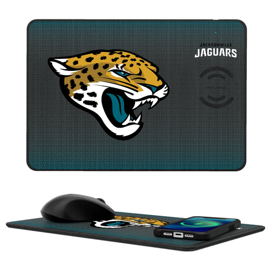 Jacksonville Jaguars Linen 15-Watt Wireless Charger and Mouse Pad-0