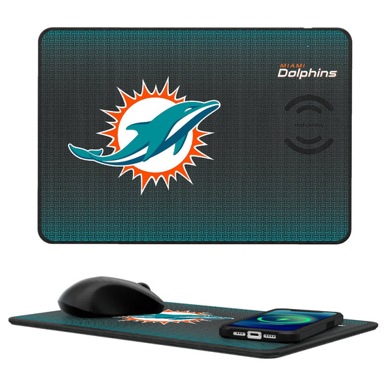 Miami Dolphins Linen 15-Watt Wireless Charger and Mouse Pad-0