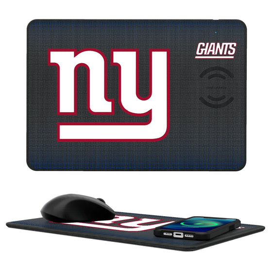 New York Giants Linen 15-Watt Wireless Charger and Mouse Pad-0