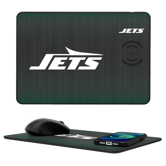 New York Jets Linen 15-Watt Wireless Charger and Mouse Pad-0