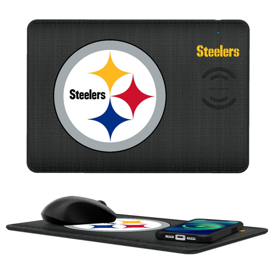 Pittsburgh Steelers Linen 15-Watt Wireless Charger and Mouse Pad-0