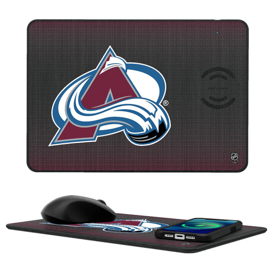 Colorado Avalanche Linen 15-Watt Wireless Charger and Mouse Pad-0