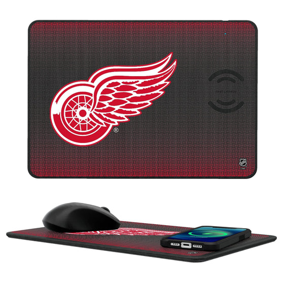 Detroit Red Wings Linen 15-Watt Wireless Charger and Mouse Pad-0