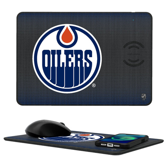 Edmonton Oilers Linen 15-Watt Wireless Charger and Mouse Pad-0