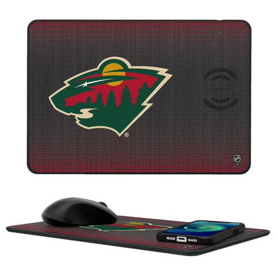 Minnesota Wild Linen 15-Watt Wireless Charger and Mouse Pad-0