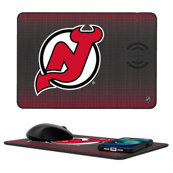 New Jersey Devils Linen 15-Watt Wireless Charger and Mouse Pad-0