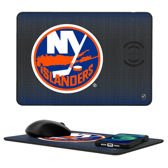 New York Islanders Linen 15-Watt Wireless Charger and Mouse Pad-0