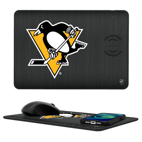Pittsburgh Penguins Linen 15-Watt Wireless Charger and Mouse Pad-0