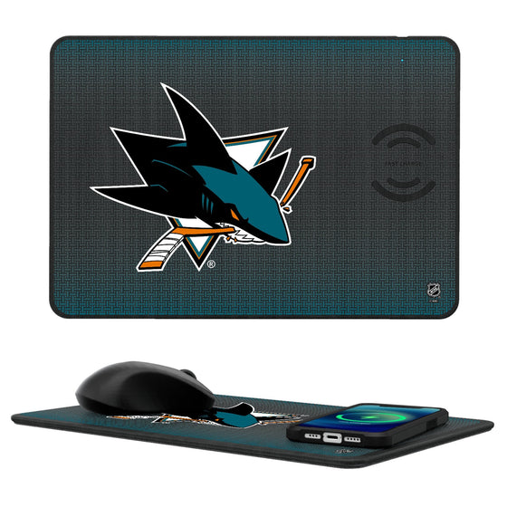 San Jose Sharks Linen 15-Watt Wireless Charger and Mouse Pad-0