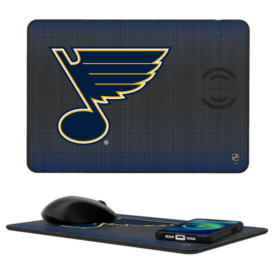 St. Louis Blues Linen 15-Watt Wireless Charger and Mouse Pad-0