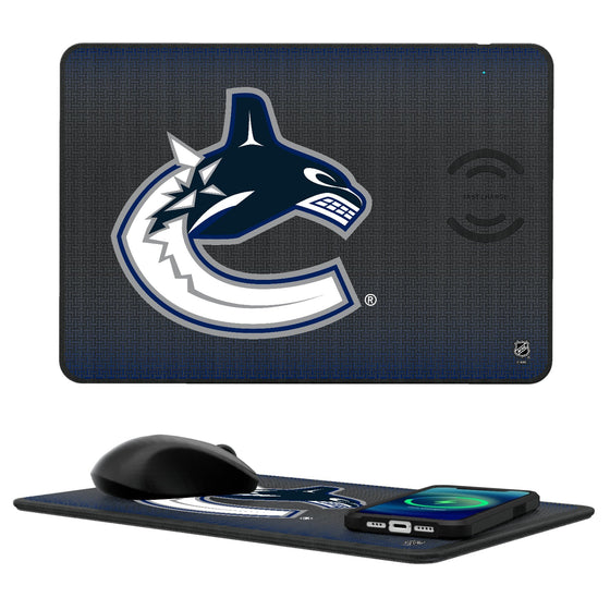 Vancouver Canucks Linen 15-Watt Wireless Charger and Mouse Pad-0