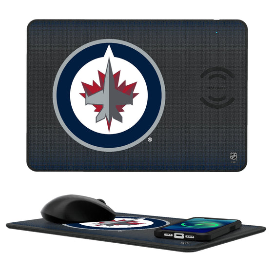 Winnipeg Jets Linen 15-Watt Wireless Charger and Mouse Pad-0