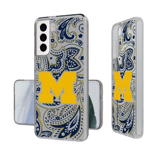 University of Michigan Wolverines Paisley Clear Phone Case-0