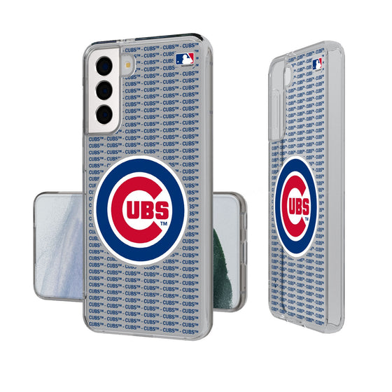 Chicago Cubs Text Backdrop Clear Phone Case-0