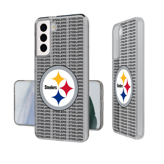 Pittsburgh Steelers Text Backdrop Clear Phone Case-0