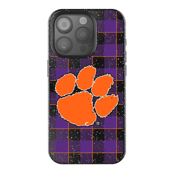 Clemson Tigers Plaid Bling Phone Case-0