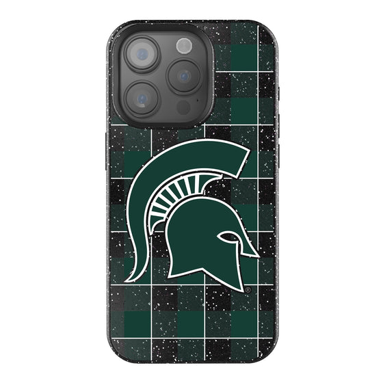 Michigan State Spartans Plaid Bling Phone Case-0