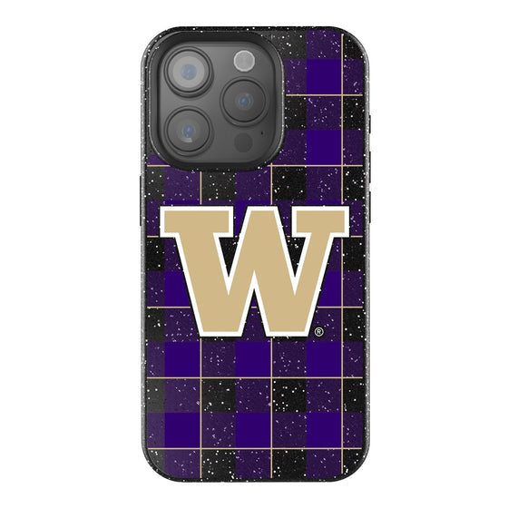 Washington Huskies Plaid Bling Phone Case-0